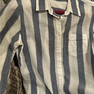 Blue and White Striped Men's Shirt